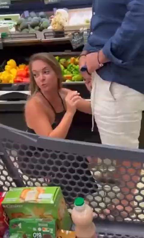 She is sucking dick in the supermarket - free porn video