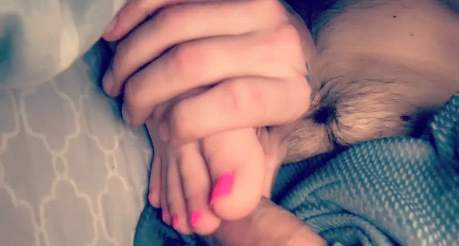 My man could not resist my sleepy toes poking out of the blanket - free porn video