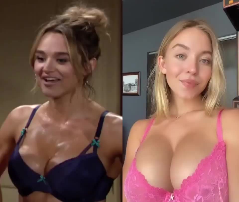 Which rack do you prefer for a tittyfuck: Hunter King or Sydney Sweeney - free porn video