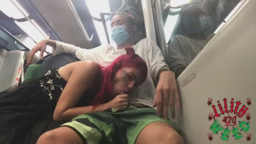 Blowjob on a subway - free porn video