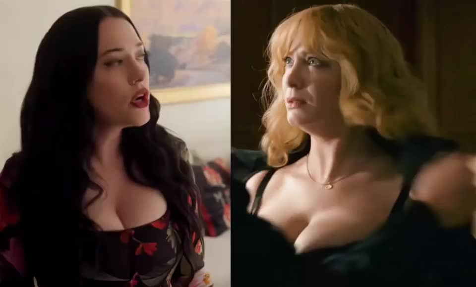 Brunette or Redhead , who would you pick: Kat Dennings vs Christina Hendricks - free porn video