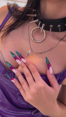My purple shiny outfit - free porn video