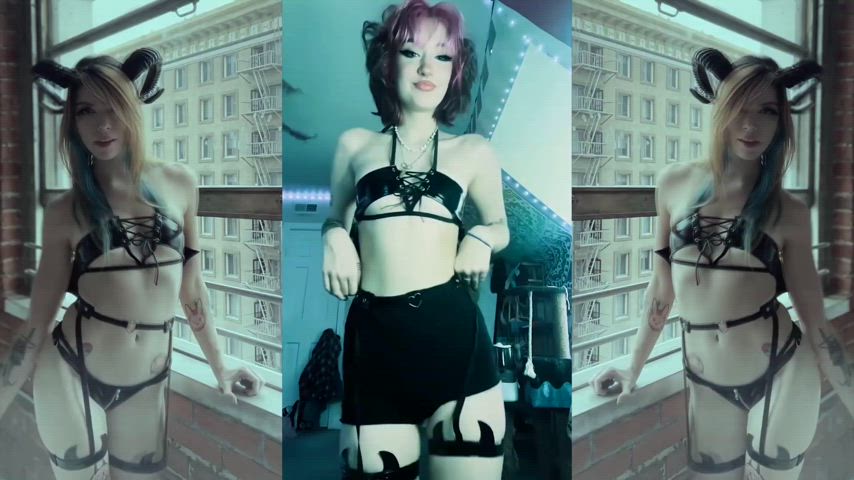 forever - Halloween e-girl succubus/demon non-nude tease splitscreen music video - full video on my site or yt - free porn video