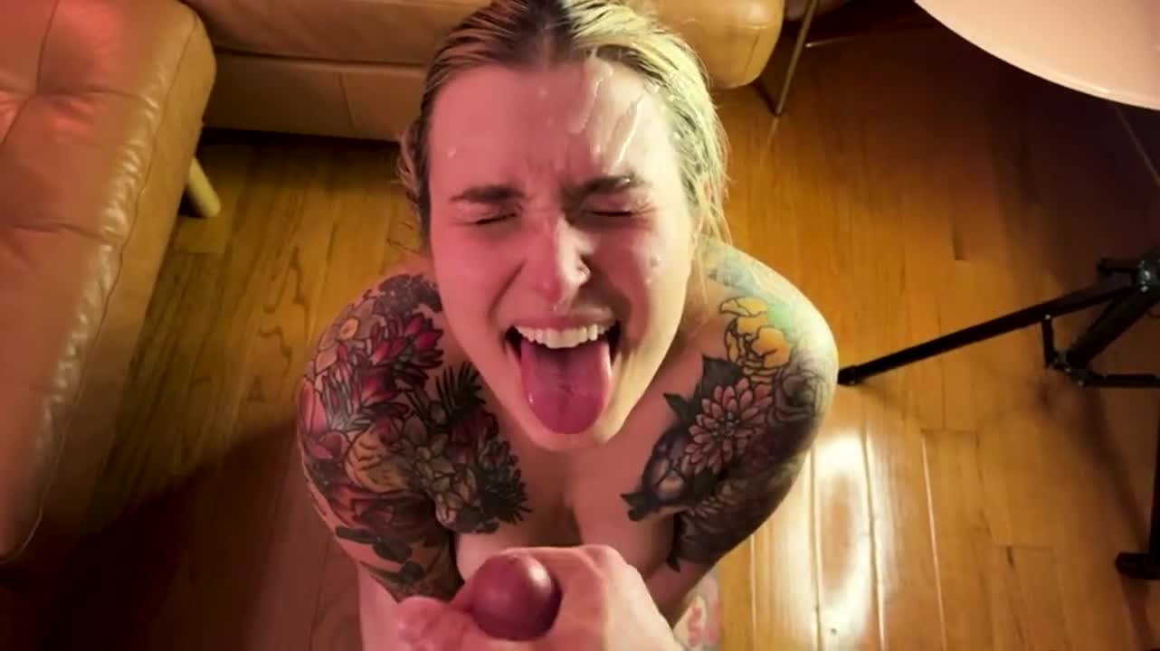 I begged for a huge facial, and I got one - free porn video