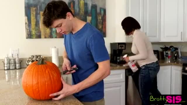 Pranking His Little Sister During Halloween - free porn video