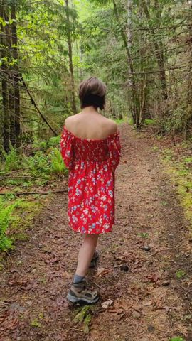 Can I make you hard while hiking? Maybe I can suck you behind a tree - free porn video