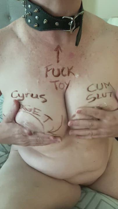My kitty massages the results of our afternoon romp into her prodigious breasts. OC - free porn video