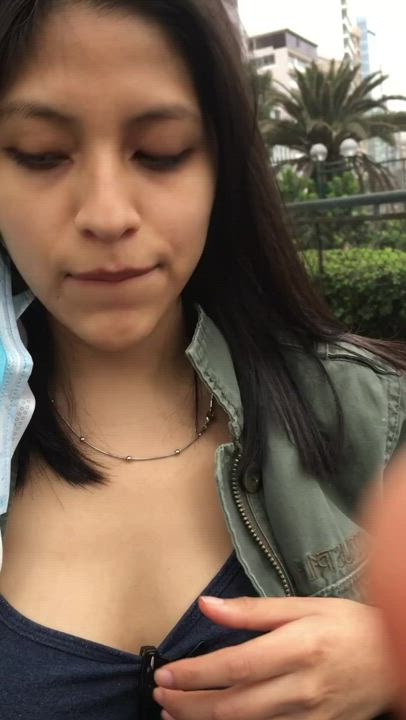 Touch my boobs in the street if you want… - free porn video