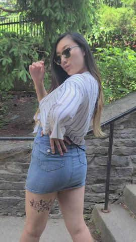 Barely got my ass out of this tight skirt - free porn video