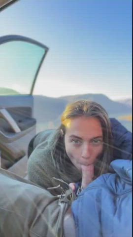 Road head is nice but I’d rather you pull over so you can enjoy the view - free porn video