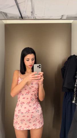 I heard you want to fck a legal babe with skinny body and pretty face in the fitting room, is it true or not - free porn video