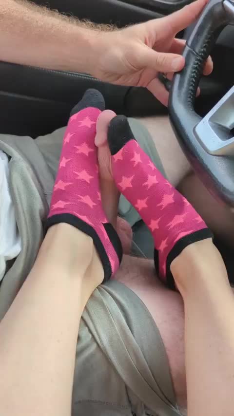 car rides are more fun when I rub him with my socks - free porn video