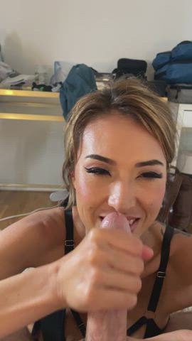 I jerk him off all over my face and then shove his cock down my throat 😈 - free porn video