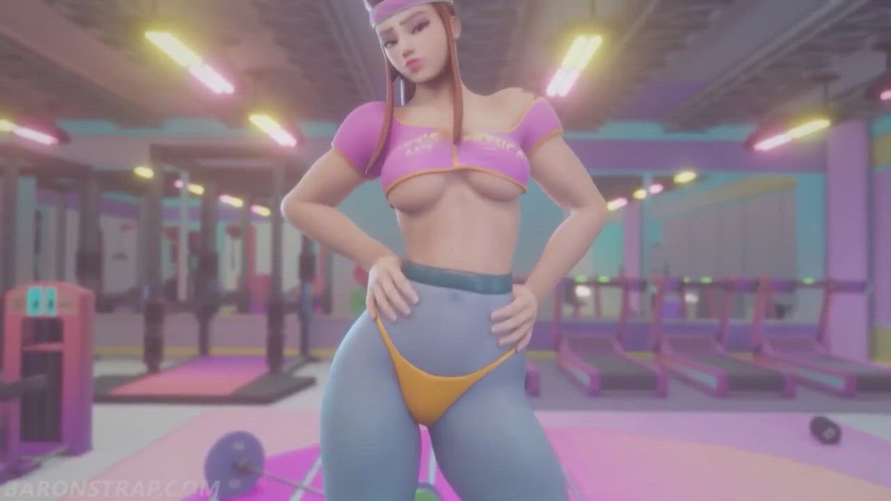 Sombra spotting Brigitte on the Squat Rack (BaronStrap) [Overwatch] - free porn video