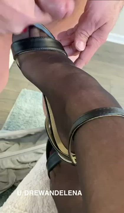 Love when he makes a mess of my stockings and heels . 47F - free porn video