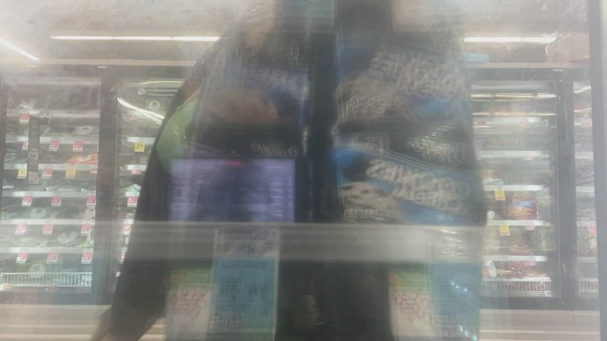 I was dared by a Redditor to put my phone inside the cooler in the frozen section, and rub my nipples up against the glass! [gif] - free porn video