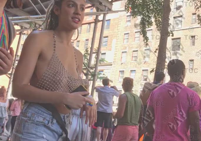 Sheer top in public - free porn video