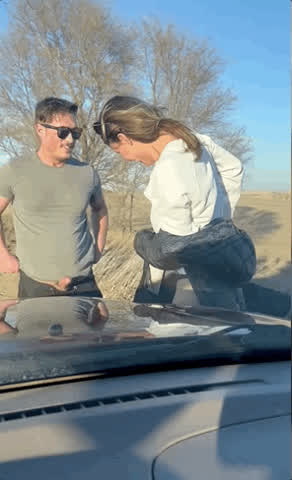 I had been teasing him the entire car ride, so he pulled over and fucked me on the side of the road 🥵 - free porn video