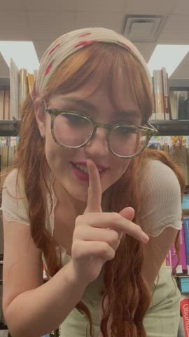 Here’s me giving you a striptease in the back of the library, can I get a book recommendation in return? . [GIF] - free porn video