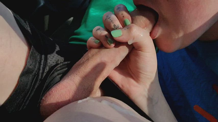 Draining daddy's balls on the road - free porn video
