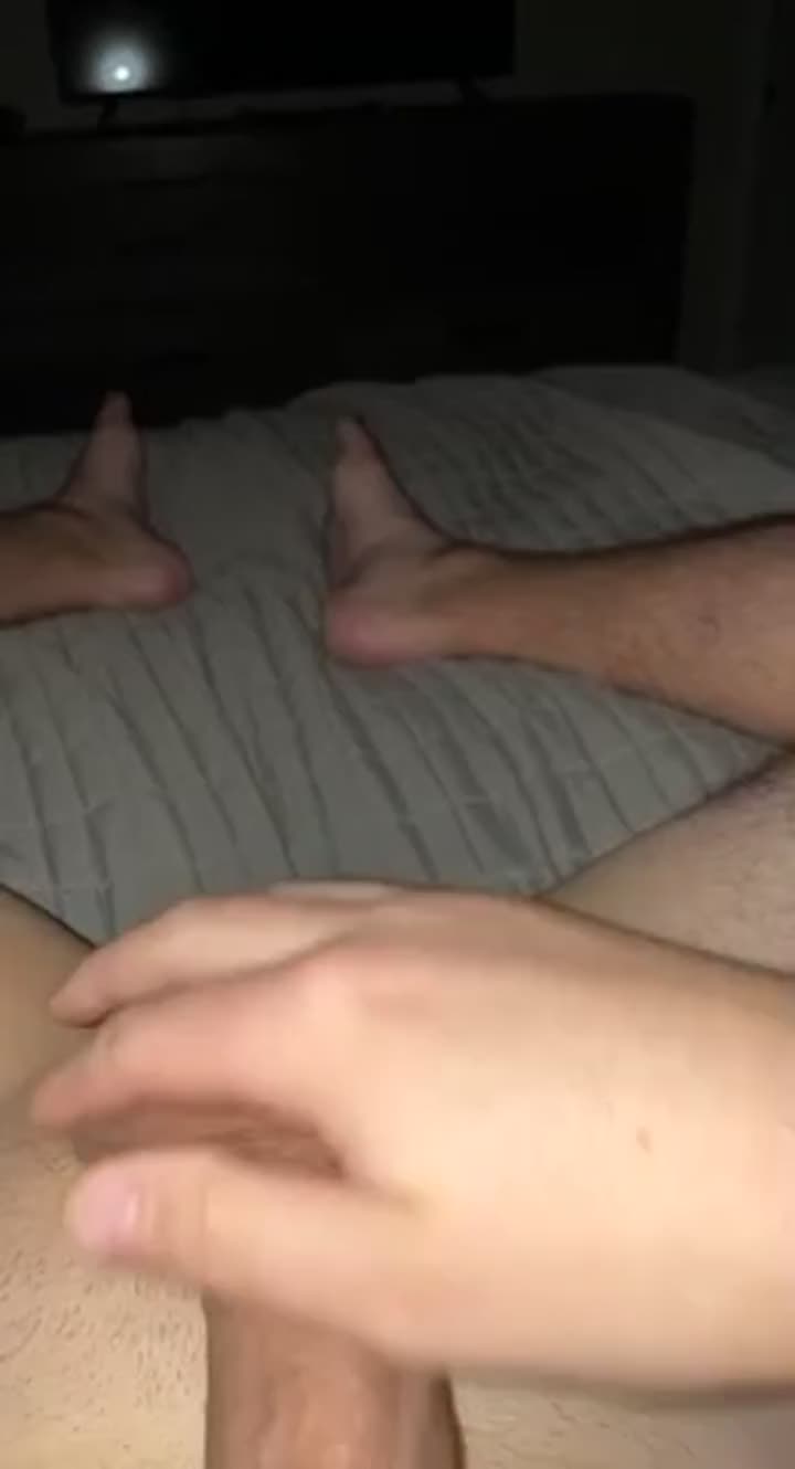 Holding it for a while check the pre cum string - free porn video