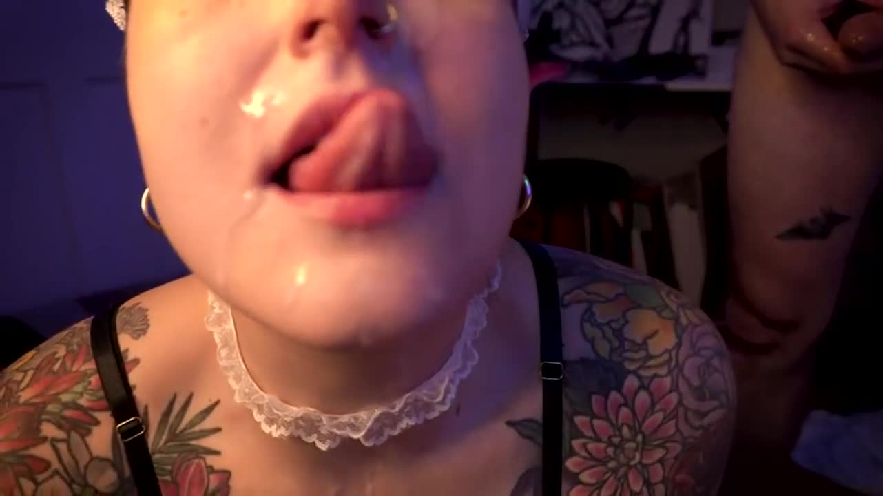 The maid is here to clean up all of your cum with her tongue - free porn video