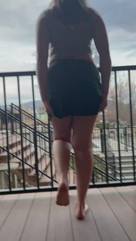 Do you think I made anyone hard doing this over the balcony ? - free porn video