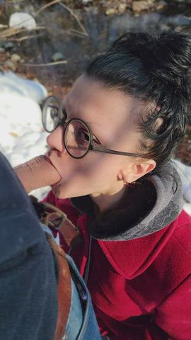 Snowy Sunday morning walk by the creek - with a quick pause for my favourite activity. . . - free porn video