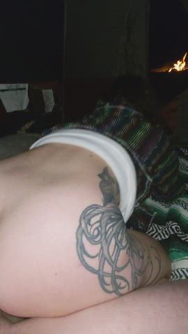 Slamming my ass on his cock while camping with friends - they're all asleep! - free porn video