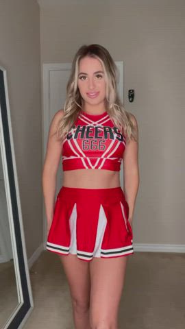 I’m not wearing any panties under my cheer skirt 😋 - free porn video