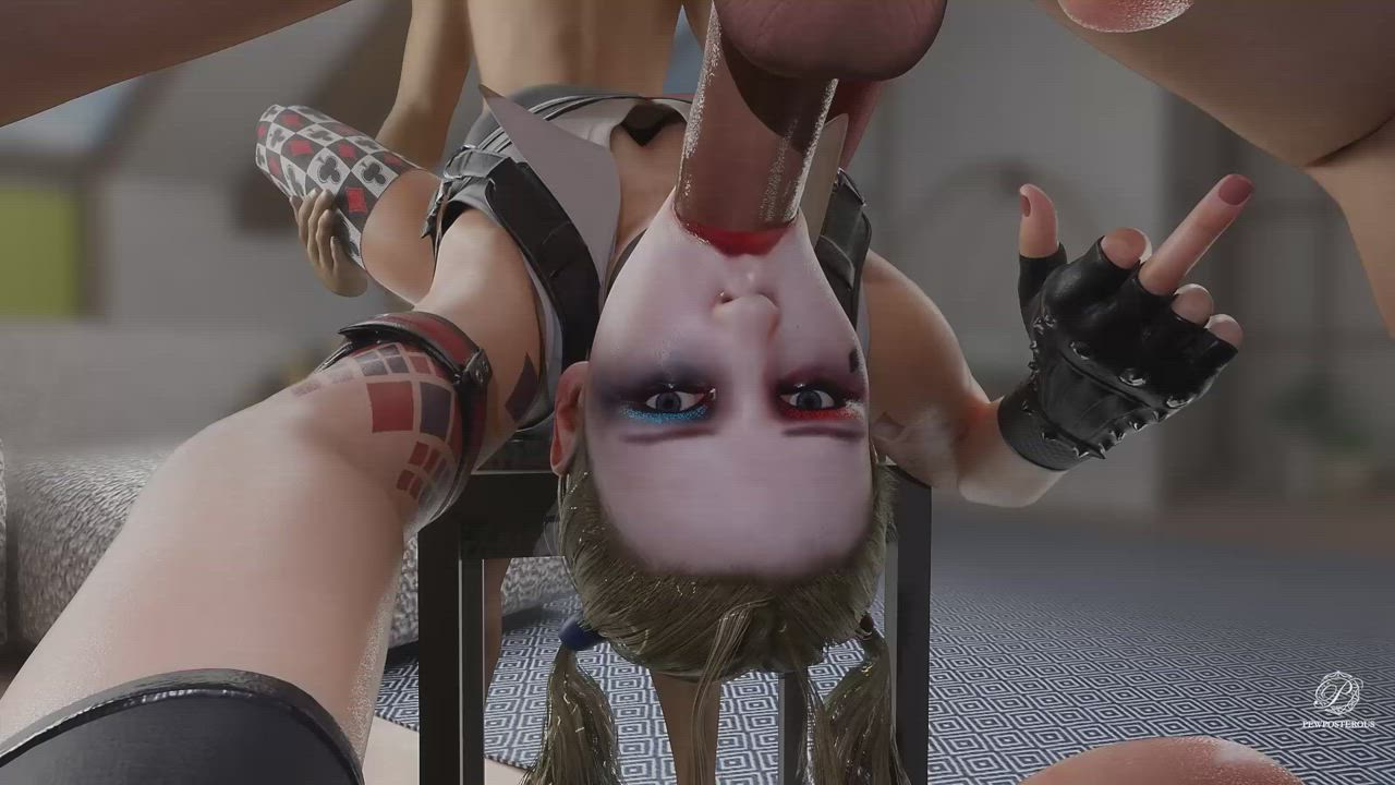 Cassie Cage spitroasted in her Harley Quinn cosplay (Pewposterous) [Mortal Kombat] - free porn video