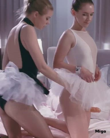 Ballerinas playing with a strapon - free porn video