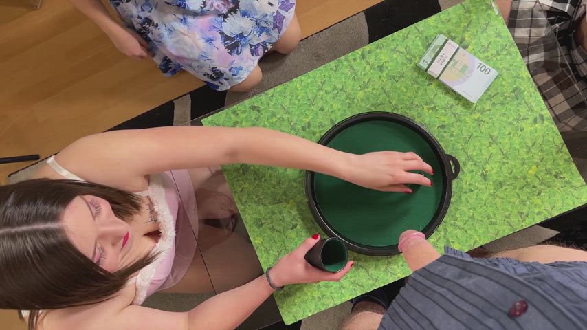 Try not to Cum: Amateur CFNM Style 3 Girls 1 Boy Handjob Challenge with Dice Throwing - free porn video