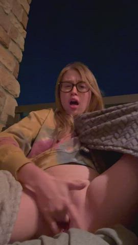 Chilly on the balcony but that didn’t stop me from playing a little 🤤 - free porn video