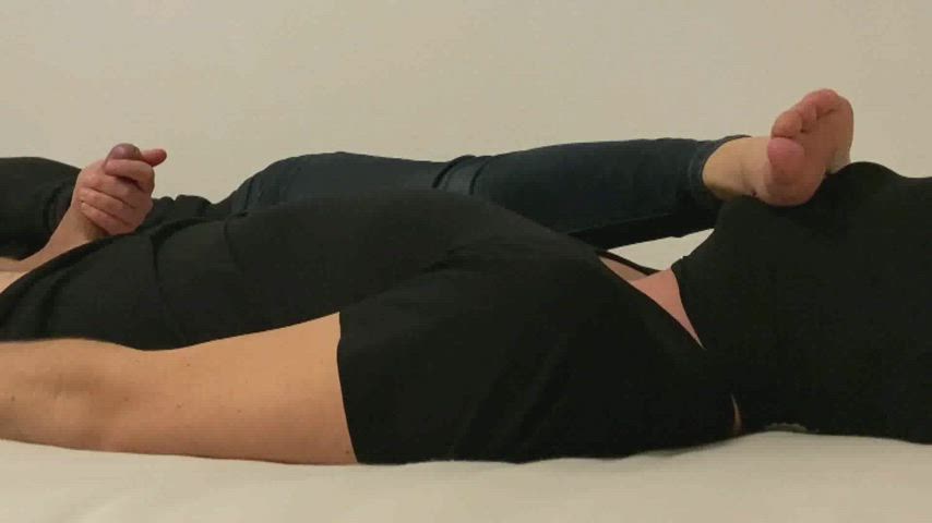 There is nothing greater for him than licking my feet while I pamper his cock - free porn video