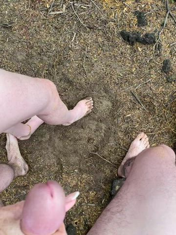 Finishing outdoors on a nude hike - free porn video