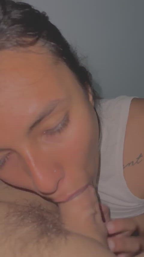 I love teasing his cock with my tongue piercing - free porn video