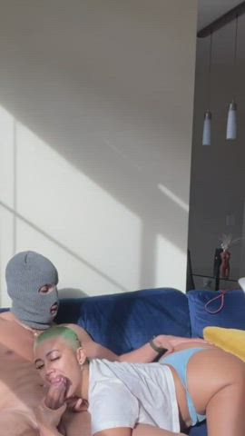 Green hair giving good head. - free porn video