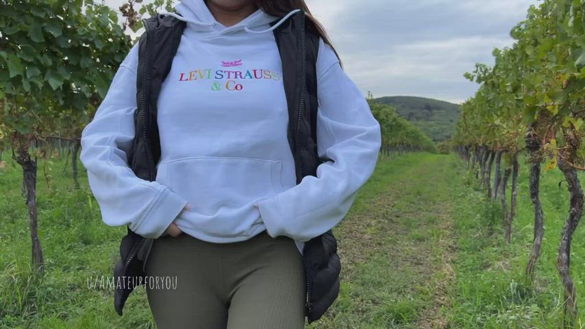 Grape picking and my boobies [gif] - free porn video