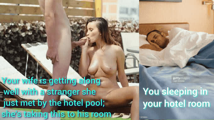 Your wife made some new friends while you're asleep in the hotel room 😴😈 - free porn video