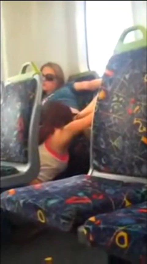 Lesbian cunnilingus on the train - free porn video