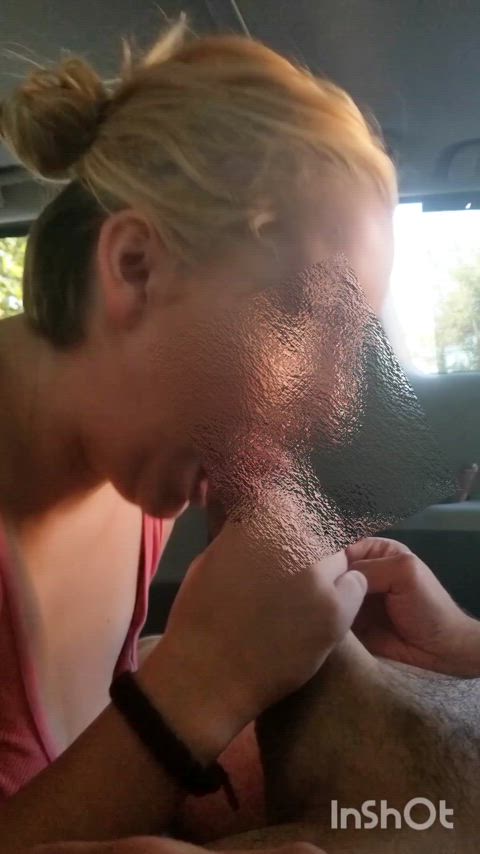 Busy street bj in the back of the van by a cute new girl. - free porn video