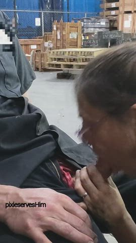our supervisor went home so I sucked his dick at work - free porn video