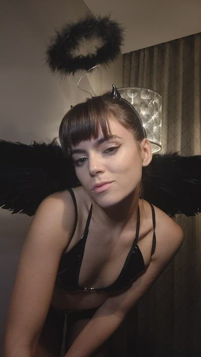 I miss feeling this naughty in my angel set! 😈 - free porn video