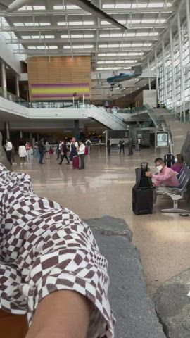 I wish it was socially acceptable to be topless at the airport. Until then, I’ll sneakily flash. [gif] - free porn video