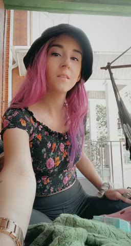I just love playing with my tits outside [gif] - free porn video