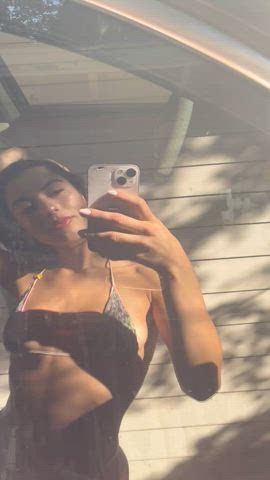 imagine you in the car, watching me flash my teen pussy in the tinted window! - free porn video