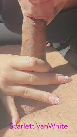 Giving a car BJ and choking on a huge cumshot down my throat!! - free porn video