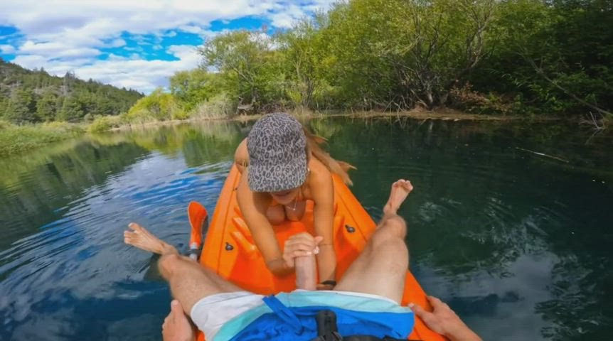 Cumming fast having sex on a kayak [GIF] - free porn video