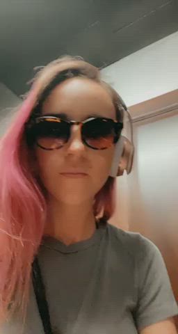 Trying to play with my pussy before the doors to this elevator opened, what a rush [gif] - free porn video